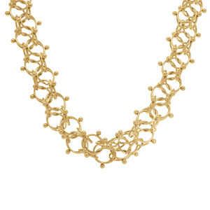 COLLIER ACIER DORÉ 10MM MAILLE CYCLONE EN  60 + 10CM