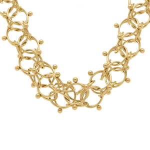 COLLIER ACIER DORÉ 10MM MAILLE CYCLONE EN  60 + 10CM