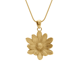 COLLIER ACIER PENDENTIF FLEUR DIAM 20 MM  40+5CM
