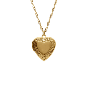 COLLIER ACIER DORÉ PENDENTIF CASSOLETTE COEUR  45+10CM