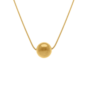 COLLIER ACIER DORÉ PENDENTIF BOULE 10MM 40+5CM