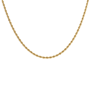 COLLIER ACIER DORÉ CHAINE CORDE 2MM 40+5CM