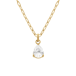 COLLIER ACIER DORÉ GOUTTE OXYDE BLANC 40+5CM