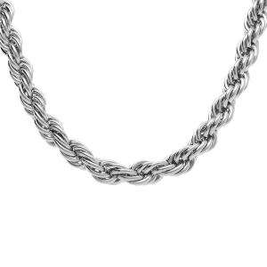 COLLIER ACIER MAILLE CORDE 7MM  42+5CM
