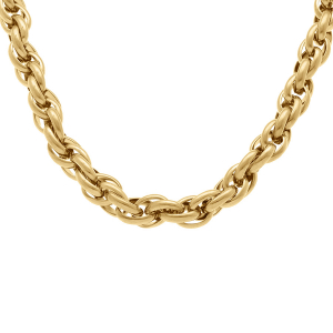 COLLIER ACIER DORÉ MAILLE 7MM  40+5CM