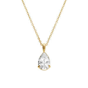 COLLIER ACIER DORÉ FORME GOUTTE OXYDE BLANC SERTI  0.81CM X 0.26CM  38+5CM