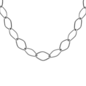 COLLIER ACIER MAILLE LOSANGE CISELÉE 45CM