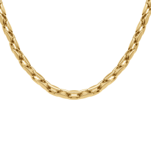 COLLIER ACIER DORÉ MAILLE 53+5CM