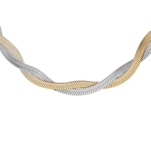 COLLIER ACIER ET PVD 2 TONS TRESSE 37+5CM