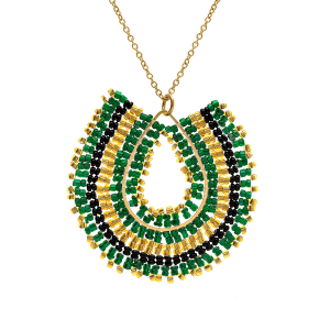 COLLIER ACIER DORÉ PERLES DE SOLEIL 42+10CM