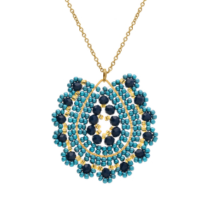 COLLIER ACIER DORÉ PERLES DE SOLEIL 42+10CM