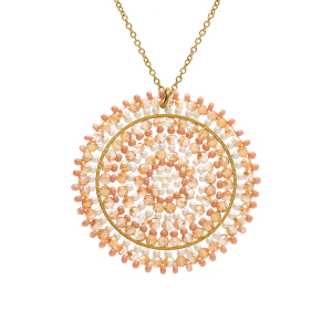 COLLIER ACIER DORÉ PERLES DE SOLEIL 42+10CM