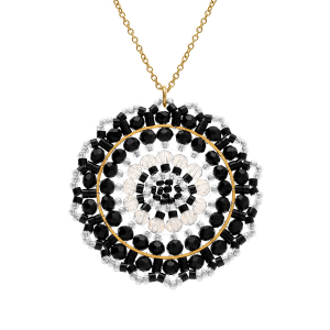 COLLIER ACIER DORÉ PERLES DE SOLEIL 42+10CM