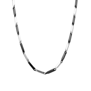 CHAINE ACIER ET PVD NOIR MAILLE RECTANGLE 50CM REGLABLE