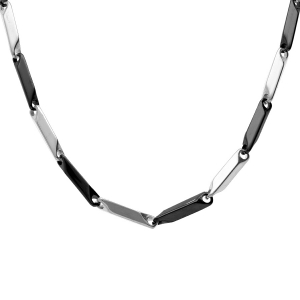 CHAINE ACIER ET PVD NOIR MAILLE RECTANGLE 50CM REGLABLE