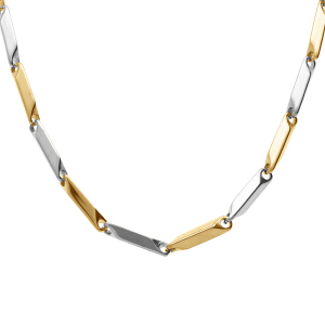 CHAINE ACIER ET PVD JAUNE MAILLE RECTANGLE 55CM REGLABLE