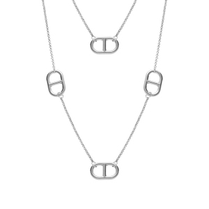 COLLIER ACIER SAUTOIR MAILLE MARINE 90+5CM