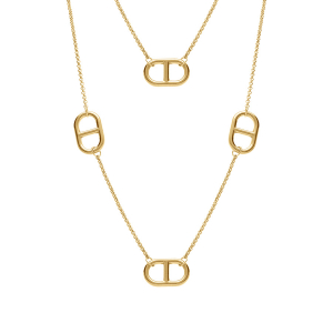 COLLIER ACIER DORÉ SAUTOIR MAILLE MARINE 97+5CM