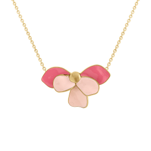 COLLIER ACIER DORÉ STELLA MIA DEMI FLEUR RÉSINE ROSE