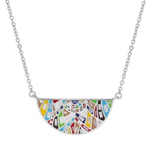 COLLIER ACIER STELLA MIA RÉSINE MULTI COULEUR ET NACRE 38+6CM