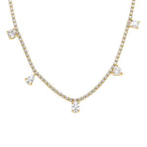 COLLIER ACIER DORÉ OXYDES BLANCS SERTIS RIVIERE   40+5CM