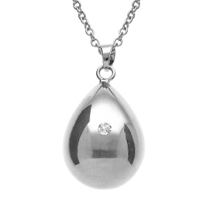 COLLIER ACIER  BOLA DE GROSSESSE GOUTTE AVEC 1 OXYDE 80+10CM