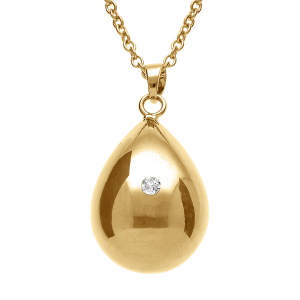 COLLIER ACIER DORÉ BOLA DE GROSSESSE GOUTTE AVEC 1 OXYDE 80+10CM