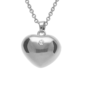 COLLIER ACIER  BOLA DE GROSSESSE COEUR AVEC 1 OXYDE 80+10CM