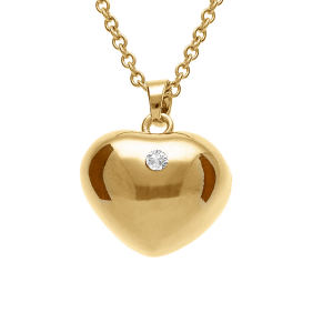 COLLIER ACIER  DORÉ BOLA DE GROSSESSE COEUR AVEC 1 OXYDE 80+10CM