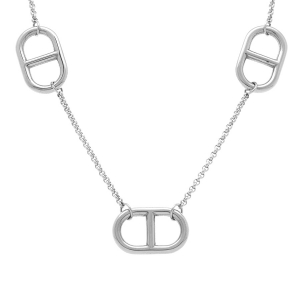 COLLIER ACIER SIMPLE 3 MAILLES MARINE 40+5CM