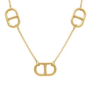 COLLIER ACIER DORÉ SIMPLE 3 MAILLES MARINE 40+5CM