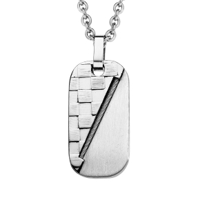 COLLIER ACIER PENDENTIF CABLE DIAGONALE 45+10CM