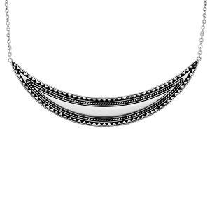 COLLIER ACIER PATINÉ FORME TORQUE 42+3CM