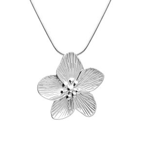 COLLIER ACIER PENDENTIF FLEUR 41+5CM