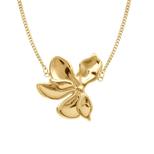 COLLIER ACIER DORÉ FLEUR 40MM  42+5CM
