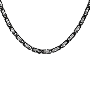 COLLIER ACIER MAILLE AVEC PVD NOIR 55CM