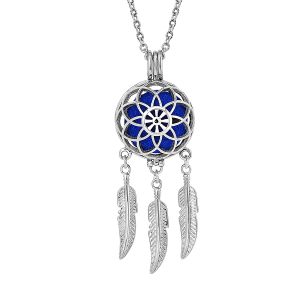 COLLIER SENTEUR ET BOLA ACIER ATTRAPE REVE ET FLEUR 13 MOUSSES INTERCHANGEABLES COULEURS ASSORTIES RÉGLABLE 60 A 100CM