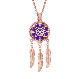 COLLIER SENTEUR ET BOLA ACIER ET PVD ROSE ATTRAPE REVE ET FLEUR 13 MOUSSES INTERCHANGEABLES COULEURS ASSORTIES RÉGLABLE 60 A 100CM