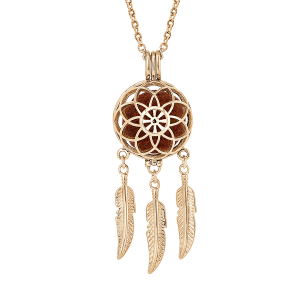 COLLIER SENTEUR ET BOLA ACIER ET PVD DORÉ ATTRAPE REVE ET FLEUR 13 MOUSSES INTERCHANGEABLES COULEURS ASSORTIES RÉGLABLE 60 A 100CM