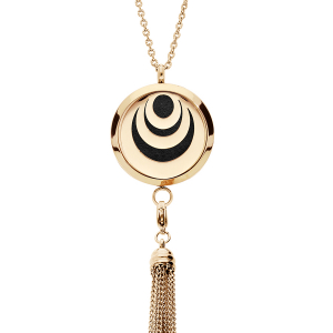 COLLIER SENTEUR ACIER ET PVD DORÉ MEDAILLON CERCLES ET POMPON 12 MOUSSES INTERCHANGEABLES COULEURS ASSORTIES RÉGLABLE 45 A 65CM