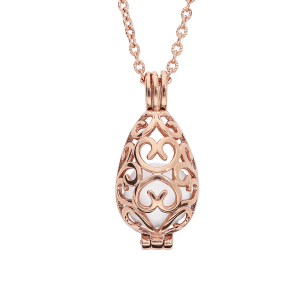 COLLIER SENTEUR ET BOLA ACIER ET PVD ROSE GOUTTE CAGE AJOURÉE 13 MOUSSES INTERCHANGEABLES COULEURS ASSORTIES RÉGLABLE 60 A 100CM