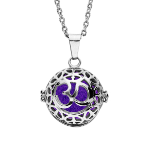 COLLIER SENTEUR ET BOLA ACIER BOULE AJOURÉE SYMBOLE BOUDISTE 13 MOUSSES INTERCHANGEABLES COULEURS ASSORTIES RÉGLABLE 60 A 100CM