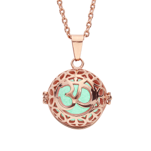 COLLIER SENTEUR ET BOLA ACIER ET PVD ROSE BOULE AJOURÉE SYMBOLE BOUDISTE  13 MOUSSES INTERCHANGEABLES COULEURS ASSORTIES  RÉGLABLE 60 A 100CM