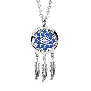 COLLIER SENTEUR ACIER PETIT ATTRAPE REVE MOTIF FLEUR 12 MOUSSES INTERCHANGEABLES COULEURS ASSORTIES RÉGLABLE 45 A 65CM