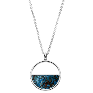 COLLIER ACIER PENDENTIF CHRYSOCOLLE VÉRITABLE  38+7CM