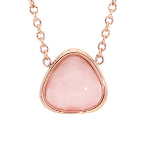 COLLIER ACIER ET PVD ROSE PIERRE NATURELLE QUARTZ ROSE 42+3CM