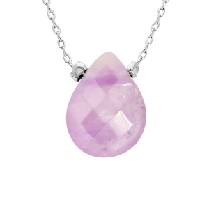 COLLIER ACIER PIERRE NATURELLE AMÉTRINE 42+3CM (CRÉATIVITÉ & SÉRÉNITÉ)