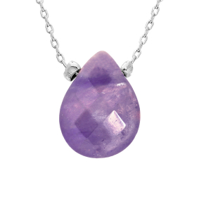 COLLIER ACIER PIERRE NATURELLE AMÉTRINE 42+3CM (CRÉATIVITÉ & SÉRÉNITÉ)