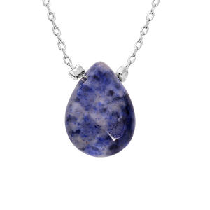 COLLIER ACIER PIERRE NATURELLE DUMORTIÉRITE 42+3CM  (SAGESSE & INTUITION)