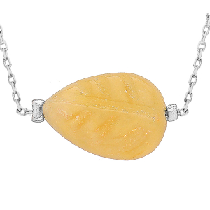 COLLIER ACIER PIERRE NATURELLE JADE JAUNE 42+3CM  (EQUILIBRE & HONNETETÉ)